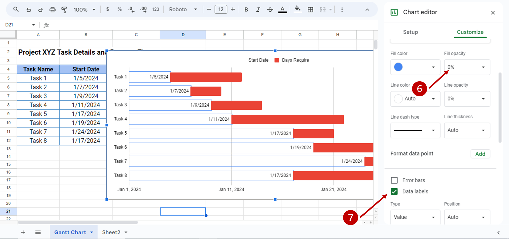 How to make Gantt Chart in Google Sheets