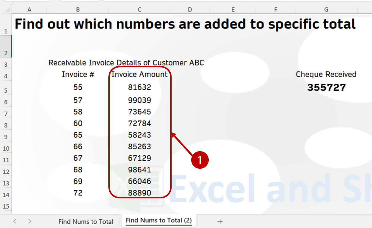 find out which numbers are added to total in excel
