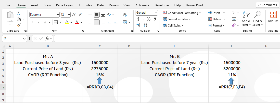 Calculate CAGR by Excel Function