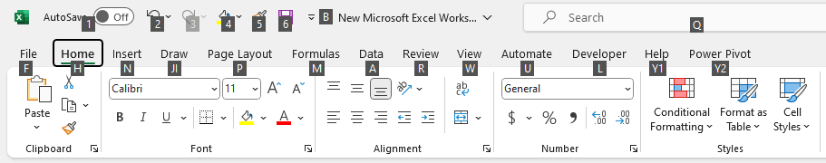 Excel keyboarrd shortcuts