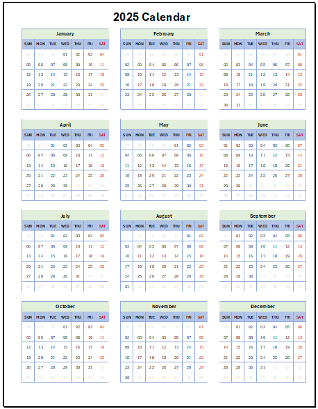 Excel Calendar Template