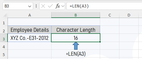 LEN Function in Excel.