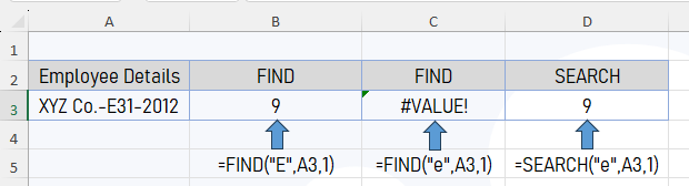 FIND and SEARCH Function in Excel.