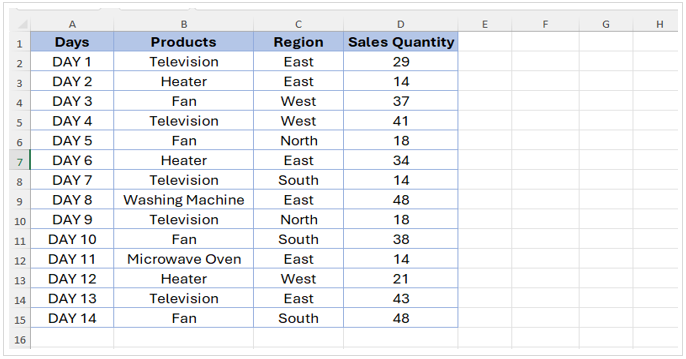 DSUM Function Example