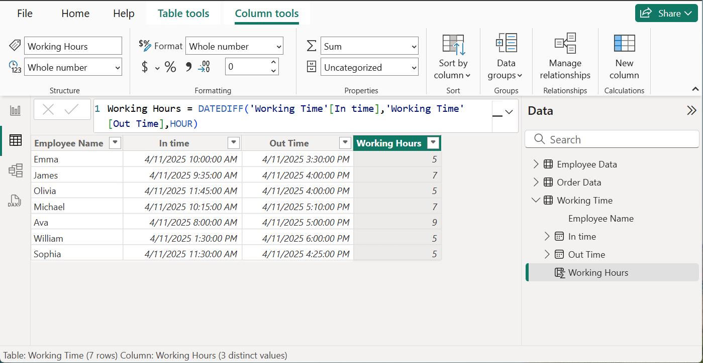 DATEDIFF Function in Power BI