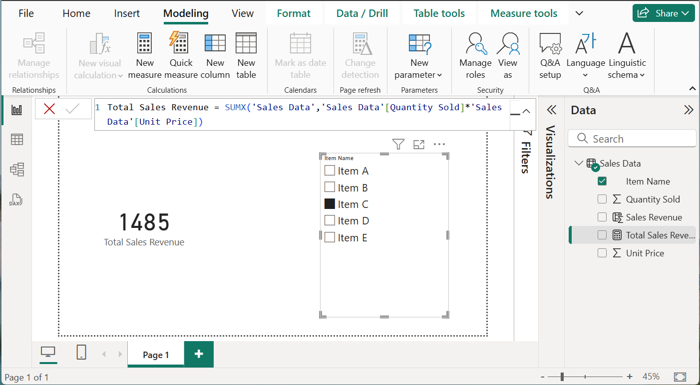 measure in poser bi